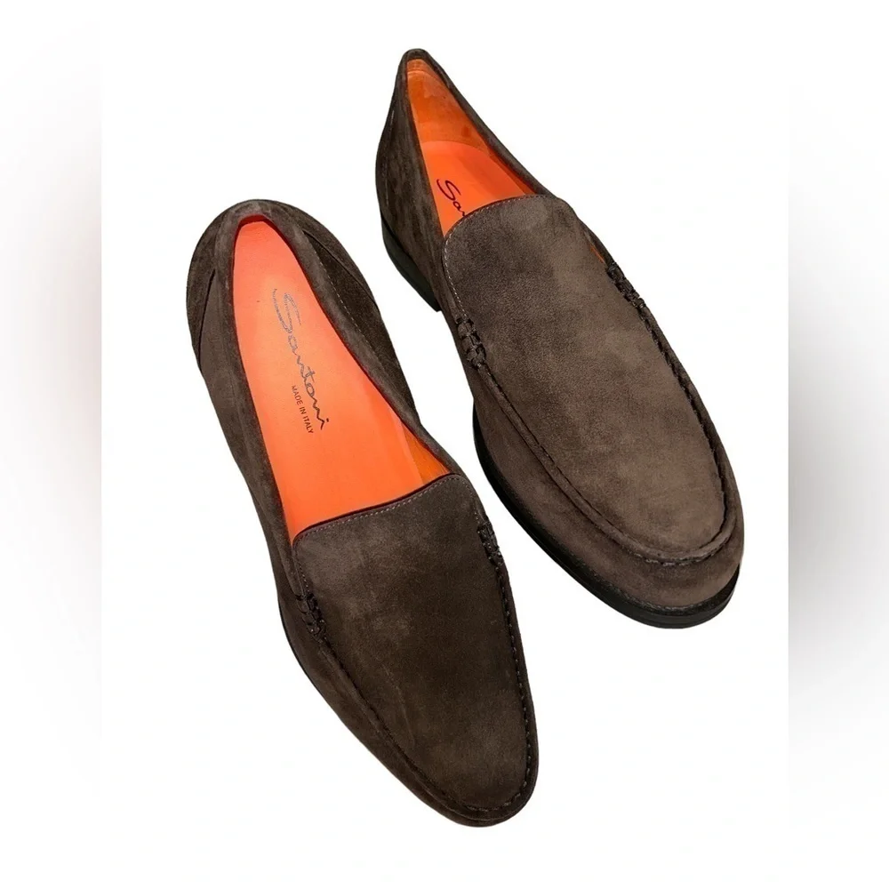 Santoni Faith Suede Loafer in Dark Brown-12 - Picture 6 of 15
